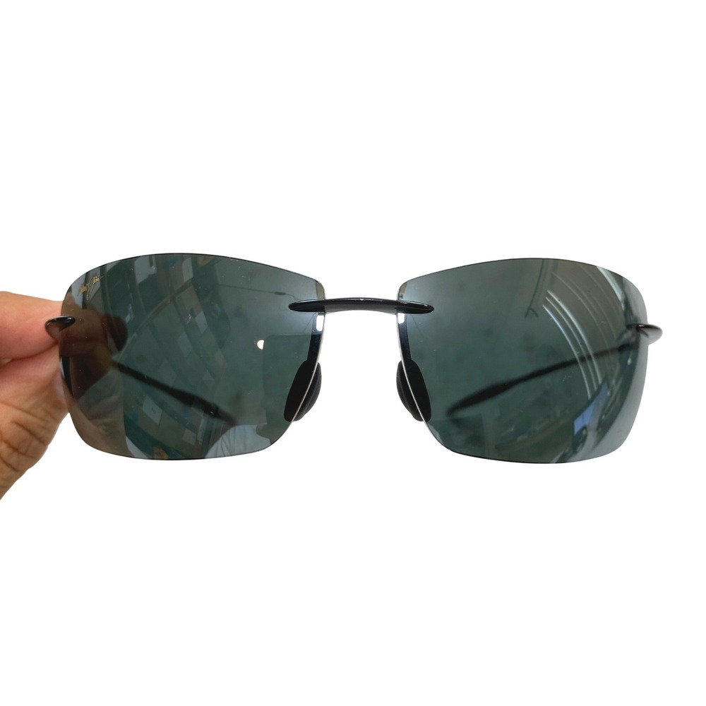 Maui Jim Rimless Sunglasses Green Lenses Black Temples